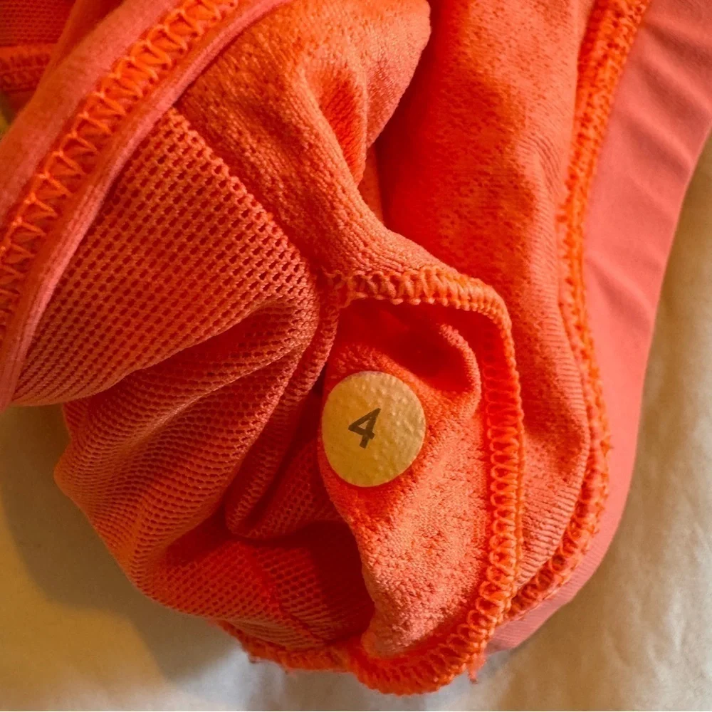 Lululemon Breathe Easy Sports Bra Size 4 Coral Orange Strappy Back Yoga